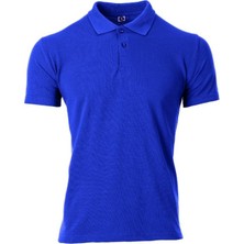 Sade Saks Mavi Polo Yaka Penye Tişört