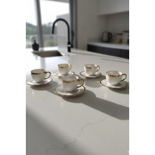 iselahome Florena Altın Yaldızlı Kabartmalı Porselen Türk Kahvesi Fincan Takımı 6’lı 90 Cc-Pembe/mor