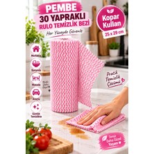 Medushop Pembe 30 Yaprak Rulo Temizlik Bezi 25X29 cm Kopar Kullan Çok Amaçlı Mutfak Temizlik Bezi
