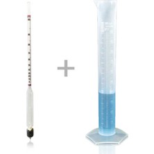 0-100 Uzun Form Alkolmetre Hidrometre 250ML Mezür Seti
