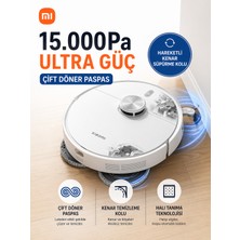 Xiaomi 15.000 Pa Yüksek Emiş Güçlü Performanslı Akıllı Robot Süpürge ve Mop, Çift Döner Paspas ile Etkili Temizlik, Halı Tanıma + Tiftik Cihazı