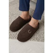 Relaxa Erkek Ev Terliği, Çeyiz Terliği Kışlık Terlik, Ses Yapmaz Yumuşak Hafif Taban Kahverengi