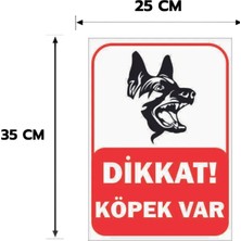 Ads Reklam Dikkat Köpek Var Levhası,  25X35, 20X30 (A4), 30X42 (A3) cm Boyut Seçeneklerinde Dekota Kişiselleştirilebilir Levha + Yapışkan Bant