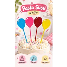 Major Hobi 4’lü Balon Pasta Süsü 17 cm  Doğum Günü ve Özel Günler Için Renkli Pasta Dekoru