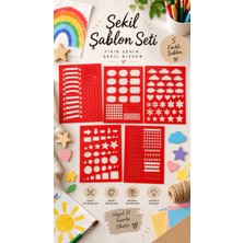 Major Hobi 5’li Şekil Şablon Seti 15X21 cm  Çizim, Boyama, Kağıt ve Hobi Etkinlikleri