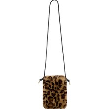 Eklips Peluş Leopar Desenli Telefon Çantası