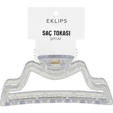 Eklips Kıvrımlı Mandal Toka Simli Şeffaf