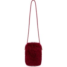 2 Adet Eklips Bordo Peluş Telefon Çantası