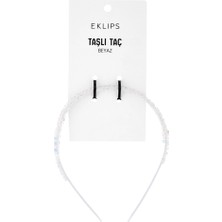 3 Adet Eklips Taşlı Taç Beyaz