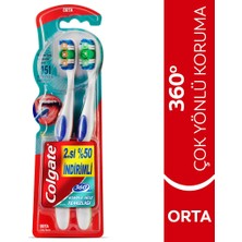 5 Adet Colgate 360 Komple Ağız Temizliği Diş Fırçası 1+1 (Orta)