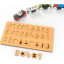 IdeaFabric Ahşap Sayı ve Matematik Sembolleri Yapbozu - Montessori Eğitici Puzzle, 0-9 Rakam ve Işlem Işaretleri Öğretici Set