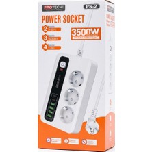 Akım Korumalı Çoklu Priz 9 In 1 3500W USB ve Type-C Şarj