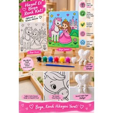 BB Craft Tuval Boyama Seti – 7 Renk Akrilik Boya, Fırça ve Mini Kalp Figür Hediye – 15 Farklı Desen Tuval Tasarım Seçeneği