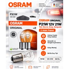 Osram Original P21W 12V 21W BA15S Tek Devre Stop Sinyal Geri Vites Ampulü 2 Adet