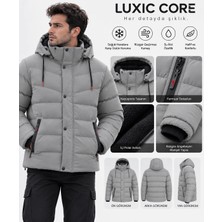 Luxic Core Luxıc Core Erkek Kapüşonlu Şişme Mont Içi Polarlı Kalın Kışlık Su Itici Günlük Mont