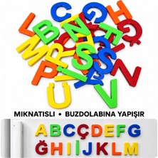 Lina Hobby 29 Parça Türkçe Alfabe Mıknatıslı Harf Seti Renkli Buzdolabı Magnetleri