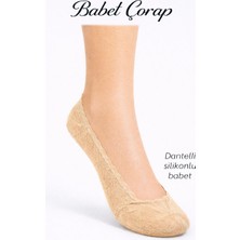 Tarz Babet Çorap Dantelli Silikonlu Babet 6 Lı Set Ten Rengi