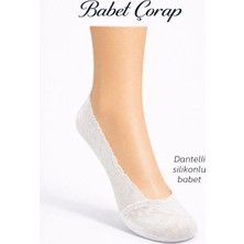 Tarz Babet Çorap Dantelli Silikonlu Babet 6 Lı Set Beyaz