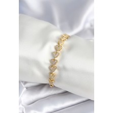 Bezos Pirinç Gold Renk Kalp Model Kadın Bileklik