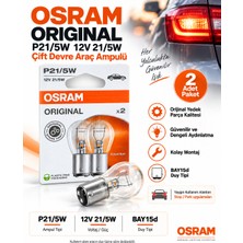 Osram P21/5W BAY15D 12V 21/5W Çift Devre Stop Fren Park Araç Ampulü 2 Adet