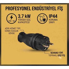 Srcelektronik Kauçuk Monofaze Erkek Fiş (İP44 Sertifikalı) 16 Amper- 220 Volt - 3.7kw