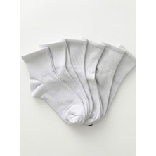 6'lı Beyaz Kolej Çorap - Unisex Spor Çorap - Pamuklu Günlük Çorap