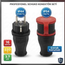 Srcelektronik Kauçuk Monofaze Erkek ve Dişi Fiş 2 Li Set (İP44 -İP54 Sertifikalı) 16 Amper - 220 Volt - 3.7kw