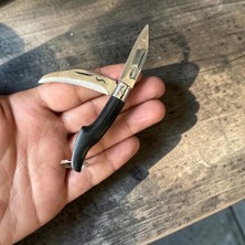 Geleneksel Tosya Çakısı Mini Boy Fiber Saplı Katlanır Cep Çakısı Deri Kılıflı
