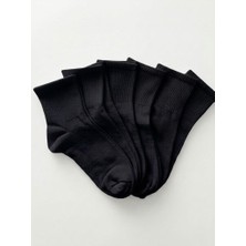 6'li Siyah Kolej Çorap - Unisex Spor Çorap - Pamuklu Günlük Çorap