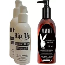 Sh Ticaret Hintohu Hipup Hip Enlargement Cream Kalça Kaldırma , Vücut Kremi 120 ml 2 Adet+Playboy Masaj Yağı 120 ml
