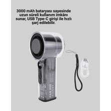 Alemdar Pazarlama Şarjlı Mini Fan, Dijital Ekranlı 100 Kademeli Hız Ayarlı