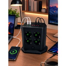 Alemdar Pazarlama 8'li Dikey Çoklu Priz 4 USB 2 Type-C Girişli Akım Korumalı Uzatma Prizi