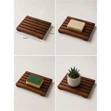 Korkmazoğlu Orman Ürünleri Dekoratif Ahşap Mini – Sabunluk, Süngerlik ve Saksı Altlığı – 15X12 cm Siyah