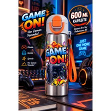 Medushop Gri 600 ml Çocuk Çelik Matara 304 Bpa Free 2 Kademeli Pipetli Kilitli Okul Suluğu