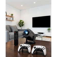 Alemdar Pazarlama Çift Kollu Game Box Projeksiyon Cihazı Kumandalı Android Tv Dahili Hoparlör Yeni Nesil