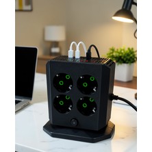 Alemdar Pazarlama Dikey Priz Kulesi 8 Ac Priz 4 USB 2 Type-C Çocuk Korumalı Güç Dağıtıcı