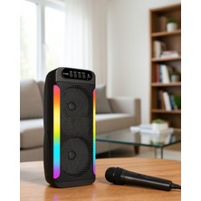 Alemdar Pazarlama Rgb Işıklı Çift Hoparlörlü Taşınabilir Bluetooth Speaker ve Mikrofon Yeni Nesil