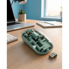 Alemdar Pazarlama Bluetooth ve 2.4g USB Destekli Pilli Kablosuz Şeffaf Mouse Yeni Nesil