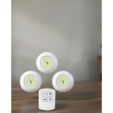 Alemdar Pazarlama Kumandalı 3'lü Spot LED Lamba, Dolap ve Mutfak Rafı Işığı