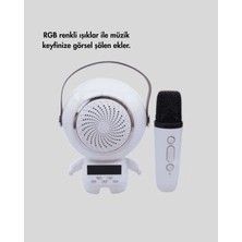 Alemdar Pazarlama Renkli Işıklı Astronot Mini Bluetooth Speaker ve Karaoke Mikrofon