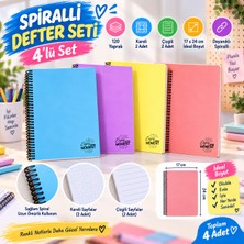 Merstore Spiralli Defter Seti 17X24 cm 120 Yaprak 4'lü Set (2çizgili 2 Kareli)