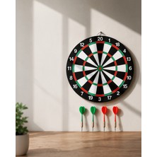 Alemdar Pazarlama 12 Inç Ahşap Dart Tahtası 4 Adet Metal Uçlu Dart Oku Dahil