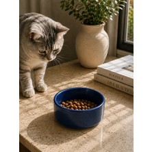 Homestead Kase Model Beton Kedi Köpek Mama ve Su Kabı (15CM Çap × 5cm) - Lacivert