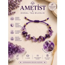 Femenino Ametist 1. Kalite Doğal Taş Merdiven Kapama Tasarım Bileklik
