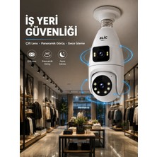 Alkasaz Wi-Fi Çift Lens Ampul Kamera Akıllı Ev Güvenliği