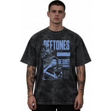 Sevbano Deftones Rock Metal Müzik Grubu Baskılı Unisex Oversize Vintage Yıkamalı Tişört