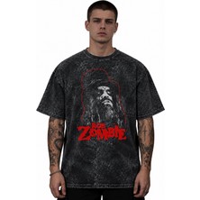 Sevbano Rob Zombie Rock Metal Şarkıcı Baskılı Unisex Oversize Vintage Yıkamalı Tişört
