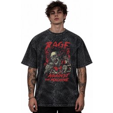 Sevbano Rage Against The Machine Rock Metal Müzik Grubu Baskılı Unisex Oversize Vintage Yıkamalı Tişört