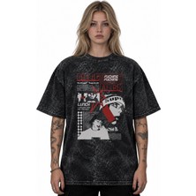Sevbano Billie Eilish Şarkıcı Baskılı Unisex Oversize Vintage Yıkamalı Tişört
