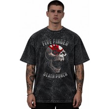 Sevbano Five Finger Death Punch Rock Metal Müzik Grubu Baskılı Unisex Oversize Vintage Yıkamalı Tişört